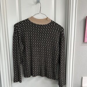 Patterned Black and Cream Women's Top